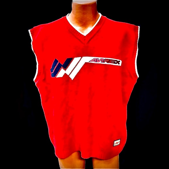 Avirex Vtg Varsity Knit Embroidered Vest